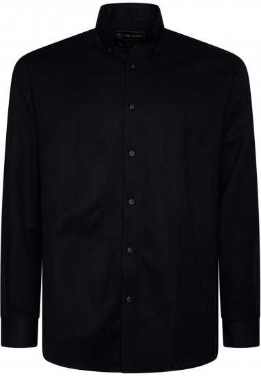 Kam Jeans 6357 Dobby Weave Shirt Black - Herrenhemden - Herrenhemden in großen Größen