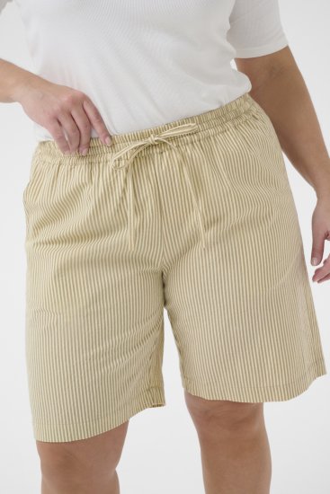 Kaffe Curve Nana Gestreifte Shorts Chincilla/Weiß gestreift - Jeans & Hosen in Großen Größen – Plus Size Damenmode - 