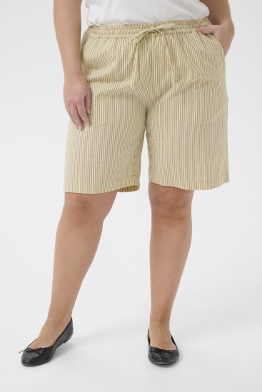 Kaffe Curve Nana Gestreifte Shorts Chincilla/Weiß gestreift - Jeans & Hosen in Großen Größen – Plus Size Damenmode - 