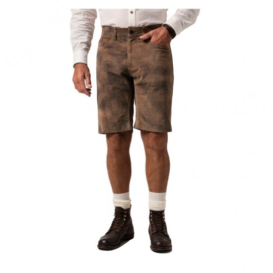 JP1880 Shorts Leather Traditional Cowhide Brown - Herrenshorts - Herrenshorts in großen Größen