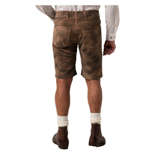 JP1880 Shorts Leather Traditional Cowhide Brown - Herrenshorts - Herrenshorts in großen Größen