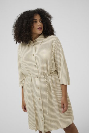 Kaffe Curve Milla Short Shirt Dress Chinchilla/Chalk Stripe - Minikleider - 