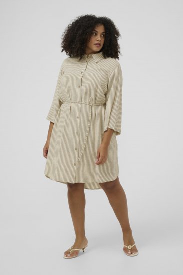 Kaffe Curve Milla Short Shirt Dress Chinchilla/Chalk Stripe - Minikleider - 