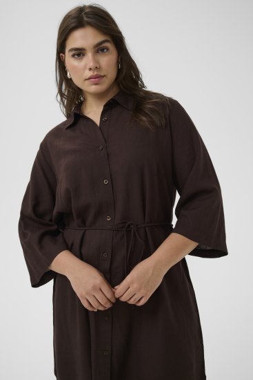 Kaffe Curve Mille Short Shirt Dress Black Coffee Brown - Minikleider - 