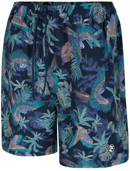 Espionage SW100 Bird Print Swimshorts Blue - Schwimmshorts - Herren-Badeshorts in Übergröße