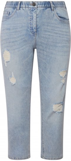 Ulla Popken Stonewashed Distressed Boyfriend Jeans Light Blue - Jeans & Hosen in Großen Größen – Plus Size Damenmode - Jeans & Hosen, EU 42–70