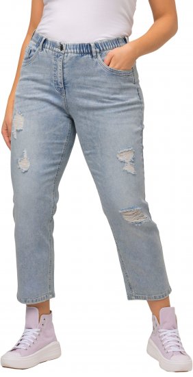 Ulla Popken Stonewashed Distressed Boyfriend Jeans Light Blue - Jeans & Hosen in Großen Größen – Plus Size Damenmode - Jeans & Hosen, EU 42–70