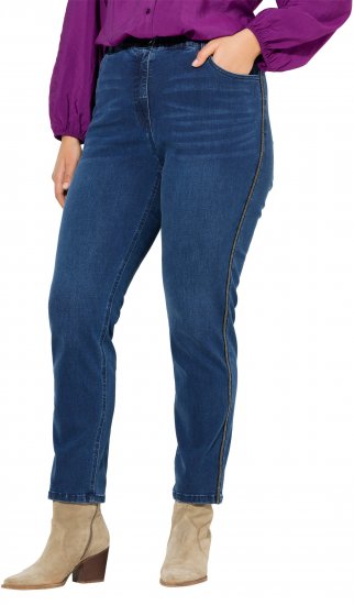 Ulla Popken Rhinestone Seam Stretch Fit Jeans Blue Denim - Jeans & Hosen in Großen Größen – Plus Size Damenmode - Jeans & Hosen, EU 42–70