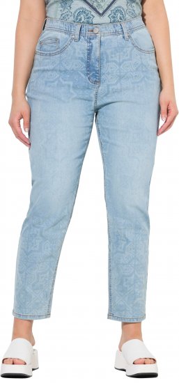 Ulla Popken Tile Laser Print Stretch Fit Jeans Light Light Blue Denim - Jeans & Hosen in Großen Größen – Plus Size Damenmode - 