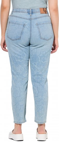 Ulla Popken Tile Laser Print Stretch Fit Jeans Light Light Blue Denim - Jeans & Hosen in Großen Größen – Plus Size Damenmode - 