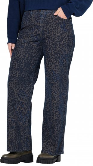 Ulla Popken Leopard Print Stretch Fit Jeans Ink Blue - Jeans & Hosen in Großen Größen – Plus Size Damenmode - 