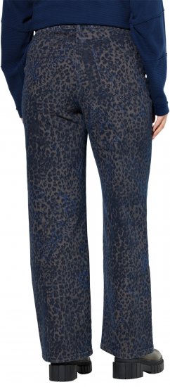 Ulla Popken Leopard Print Stretch Fit Jeans Ink Blue - Jeans & Hosen in Großen Größen – Plus Size Damenmode - 