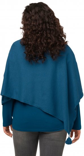 Ulla Popken Knit Pointed Hem Poncho Cerulean - Hoodies & Sweatshirts - Kuschelige Sweatshirts & Strick