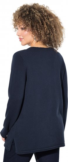 Ulla Popken Sequined Star Rolled Edge Sweater Navy - Hoodies & Sweatshirts - 