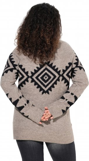 Ulla Popken Aztec Pattern Turtleneck Sweater Pebble Grey - Hoodies & Sweatshirts - 