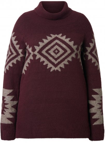 Ulla Popken Aztec Pattern Turtleneck Sweater Plum - Hoodies & Sweatshirts - Kuschelige Sweatshirts & Strick