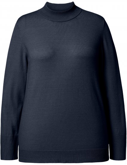 Ulla Popken Long Sleeves Mock Turtleneck Sweater Navy - Hoodies & Sweatshirts - 