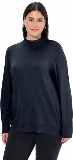 Ulla Popken Long Sleeves Mock Turtleneck Sweater Navy - Hoodies & Sweatshirts - 