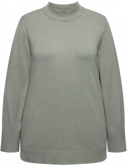 Ulla Popken Long Sleeves Mock Turtleneck Sweater Grey - Hoodies & Sweatshirts - Kuschelige Sweatshirts & Strick