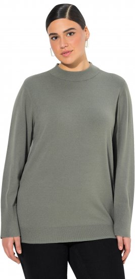 Ulla Popken Long Sleeves Mock Turtleneck Sweater Grey - Hoodies & Sweatshirts - Kuschelige Sweatshirts & Strick