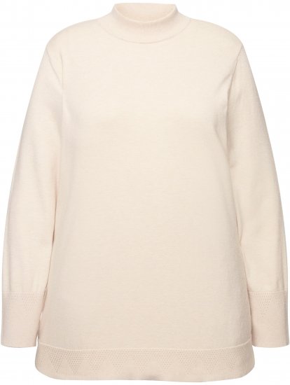 Ulla Popken Long Sleeves Mock Turtleneck Sweater Nature Melange - Hoodies & Sweatshirts - Kuschelige Sweatshirts & Strick
