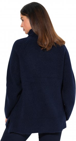 Ulla Popken Ribbed Knit Turtleneck Sweater Navy - Hoodies & Sweatshirts - 