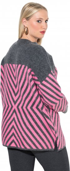 Ulla Popken Graphic Stripe Long Sleeve Turtleneck Sweater Flamingo - Hoodies & Sweatshirts - Kuschelige Sweatshirts & Strick