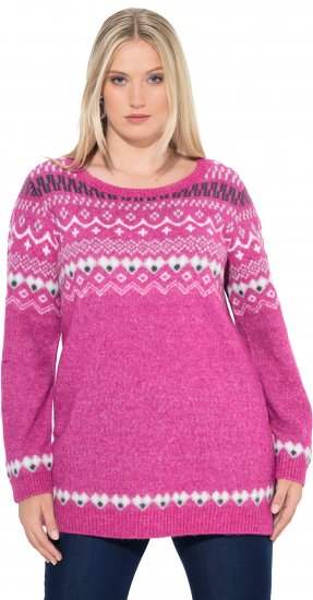 Ulla Popken Norwegian Style Pastel Tone Long Sleeve Sweater Summer Berry - Hoodies & Sweatshirts - Kuschelige Sweatshirts & Strick