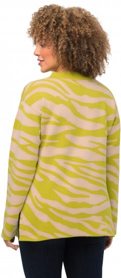Ulla Popken Zebra Print Mock Turtleneck Long Sleeve Sweater Yellow Green - Hoodies & Sweatshirts - 