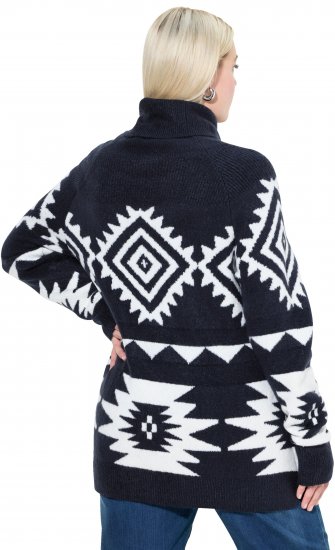 Ulla Popken Aztec-Inspired Long Sleeve Turtleneck Sweater Navy - Hoodies & Sweatshirts - Kuschelige Sweatshirts & Strick