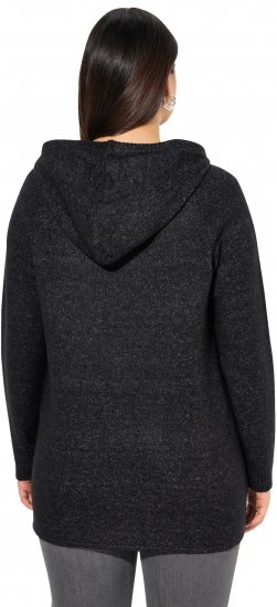 Ulla Popken Sequined Knit Long Sleeve Hoodie Black - Hoodies & Sweatshirts - 