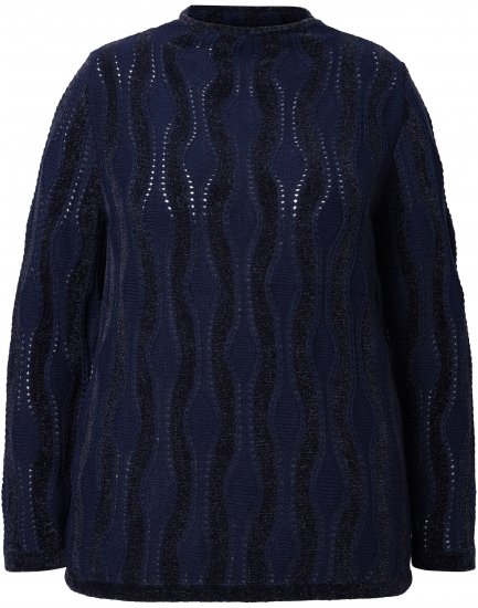 Ulla Popken Openwork Chenille Sweater Navy - Hoodies & Sweatshirts - Kuschelige Sweatshirts & Strick