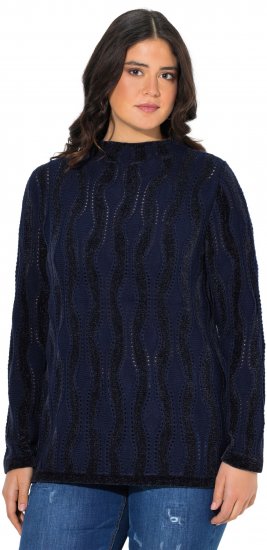 Ulla Popken Openwork Chenille Sweater Navy - Hoodies & Sweatshirts - Kuschelige Sweatshirts & Strick