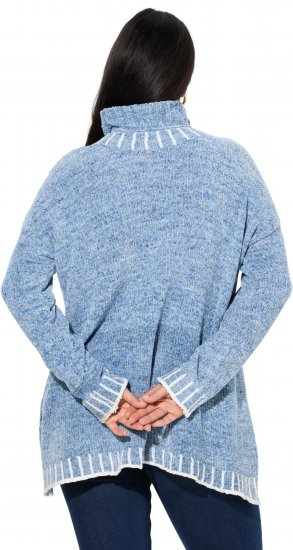Ulla Popken Blanket Stitch Oversized Turtleneck Sweater Dove Blue - Hoodies & Sweatshirts - Kuschelige Sweatshirts & Strick