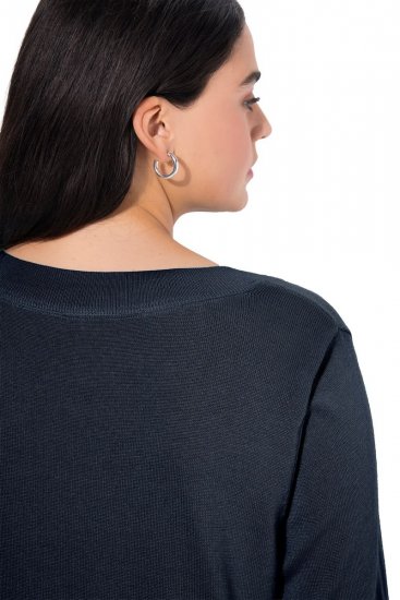 Ulla Popken Soft Fine Knit Pullover V-Neck Sweatshirt Marine - Hoodies & Sweatshirts - Kuschelige Sweatshirts & Strick