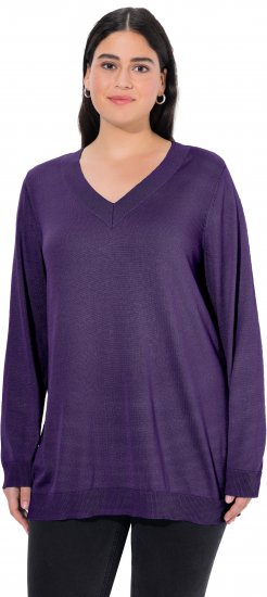 Ulla Popken Casual V-Neck Long Sleeve Sweater Deep Violet - Hoodies & Sweatshirts - Kuschelige Sweatshirts & Strick