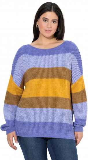 Ulla Popken Colorful Chunky Striped Sweater Lavender - Hoodies & Sweatshirts - 