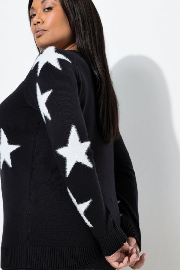 Ulla Popken Glitter Stars Soft Knit Sweater Black - Hoodies & Sweatshirts - Kuschelige Sweatshirts & Strick