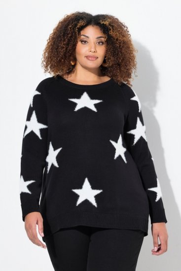Ulla Popken Glitter Stars Soft Knit Sweater Black - Hoodies & Sweatshirts - Kuschelige Sweatshirts & Strick