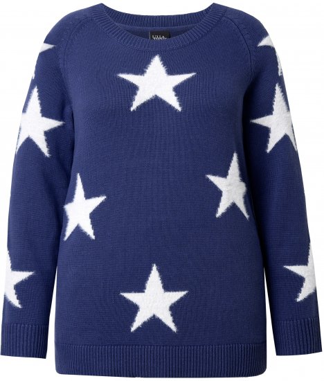 Ulla Popken Glitter Stars Soft Knit Sweater Blue - Hoodies & Sweatshirts - Kuschelige Sweatshirts & Strick