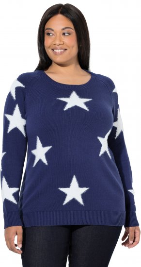 Ulla Popken Glitter Stars Soft Knit Sweater Blue - Hoodies & Sweatshirts - Kuschelige Sweatshirts & Strick