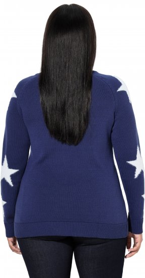 Ulla Popken Glitter Stars Soft Knit Sweater Blue - Hoodies & Sweatshirts - Kuschelige Sweatshirts & Strick