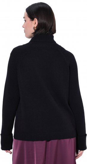 Ulla Popken Turtleneck Sweater with Ribbed Inserts Black - Hoodies & Sweatshirts - Kuschelige Sweatshirts & Strick