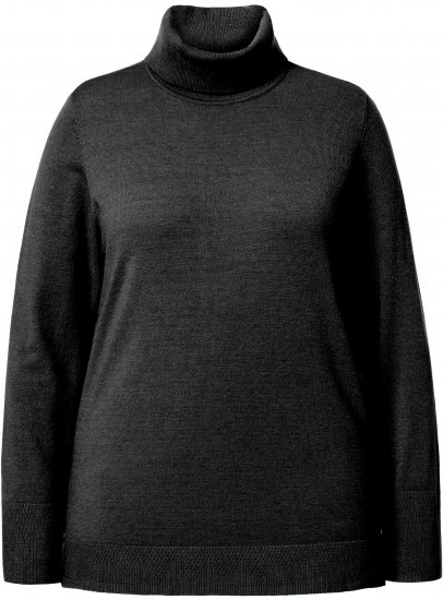 Ulla Popken Turtleneck Ribbed Trim Long Sleeve Sweater Black - Hoodies & Sweatshirts - Kuschelige Sweatshirts & Strick