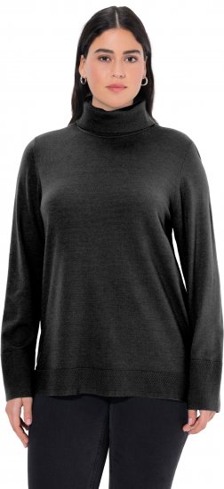Ulla Popken Turtleneck Ribbed Trim Long Sleeve Sweater Black - Hoodies & Sweatshirts - Kuschelige Sweatshirts & Strick