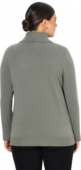 Ulla Popken Turtleneck Ribbed Trim Long Sleeve Sweater Grey - Hoodies & Sweatshirts - 
