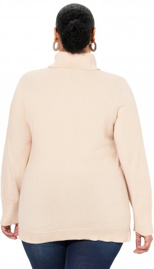 Ulla Popken Turtleneck Ribbed Trim Long Sleeve Sweater Nature Melange - Hoodies & Sweatshirts - Kuschelige Sweatshirts & Strick