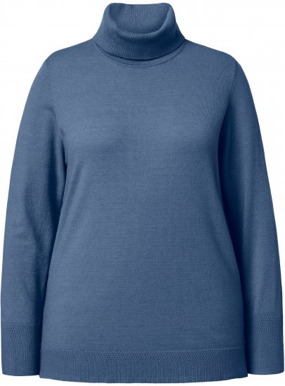 Ulla Popken Turtleneck Ribbed Trim Long Sleeve Sweater Atlantic Blue - Hoodies & Sweatshirts - Kuschelige Sweatshirts & Strick