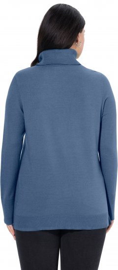 Ulla Popken Turtleneck Ribbed Trim Long Sleeve Sweater Atlantic Blue - Hoodies & Sweatshirts - Kuschelige Sweatshirts & Strick