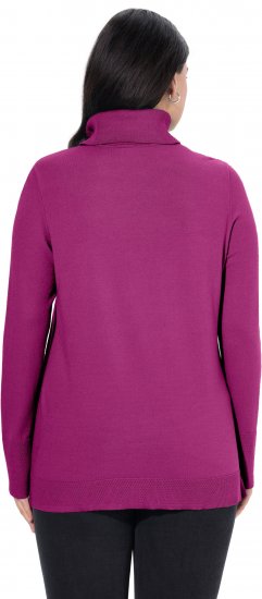 Ulla Popken Turtleneck Ribbed Trim Long Sleeve Sweater Berry - Hoodies & Sweatshirts - 